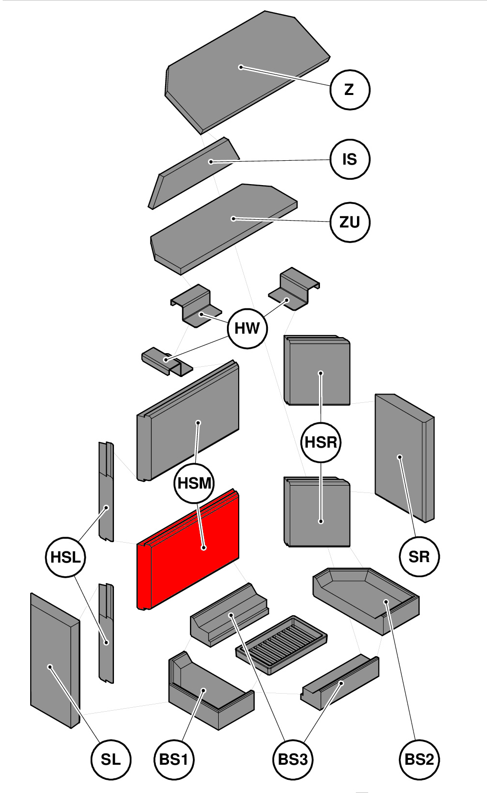 Haas+Sohn Komfort IV 180.18 Rückwandstein unten Brennraumstein