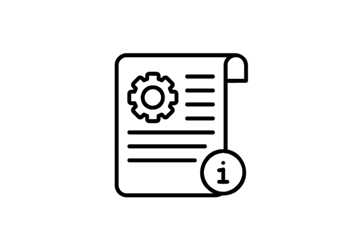 Zeichnung einer Bedienungsanleitung mit Info-Symbol