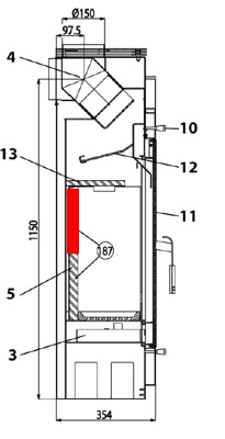 Haas+Sohn Ascoli 219.17 Rückwandstein oben Brennraumstein